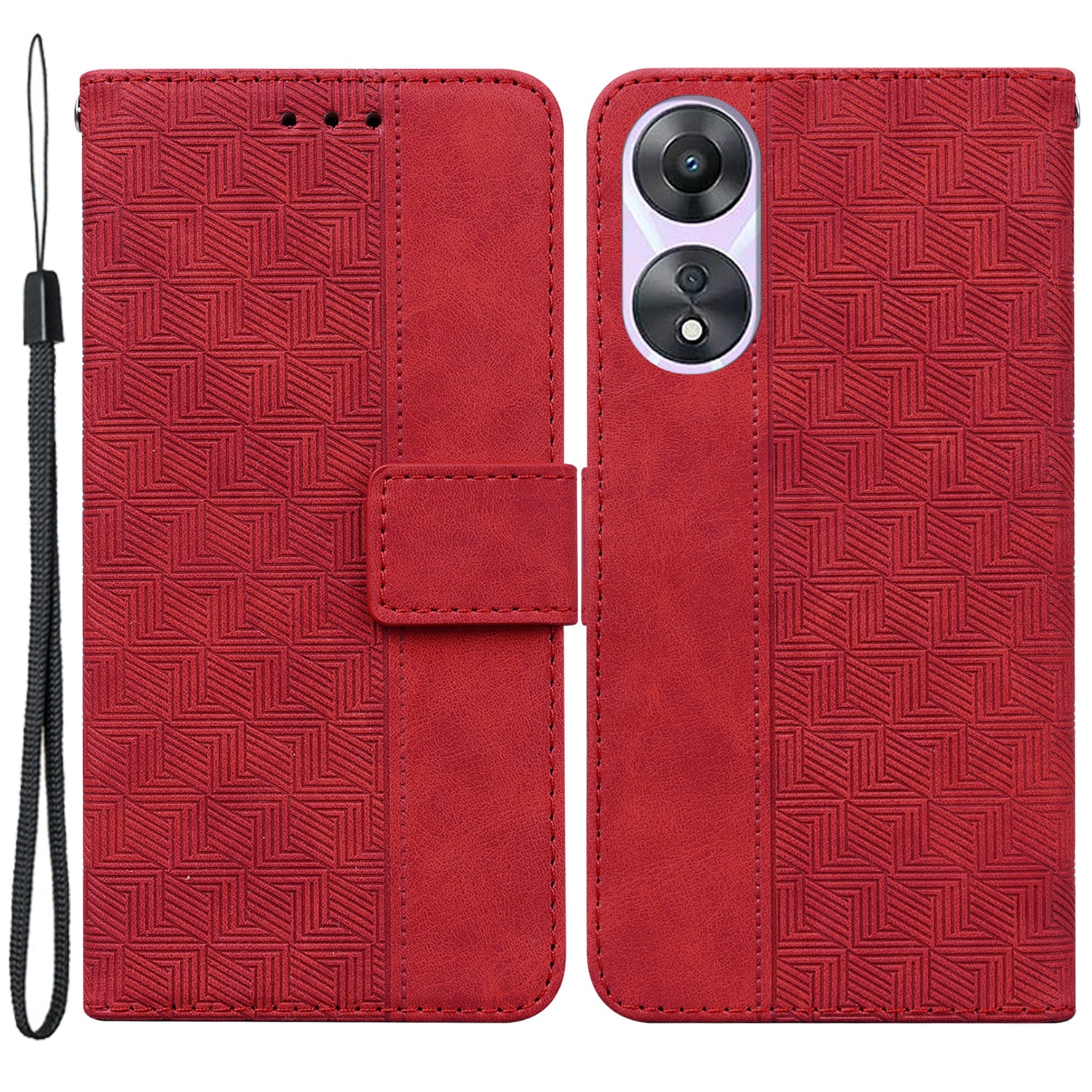 For Oppo A58 5G Imprinted Geometry Pattern Phone Case PU Leather Magnetic Closure Hand Strap Stand Wallet Shockproof Flip Phone Cover For Oppo A58 5G Imprinted Geometry Pattern Phone Case PU Leather Magnetic Closure Hand Strap Stand Wallet Shockproof Flip Phone Cover